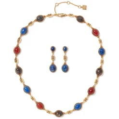 New The Met Store Ancient Gems Multistone Statement Necklace and Triple-Drop Lapis Earrings Set