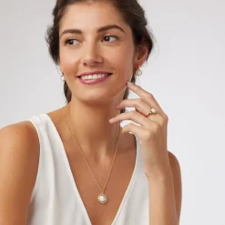 New The Met Store Celestial Symbols Carved Mother-of-Pearl Coin Hoop Earrings