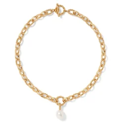 Best The Met Store Cypriot Twist Pearl Chain Pendant Necklace and Triple-Hoop Earrings Set