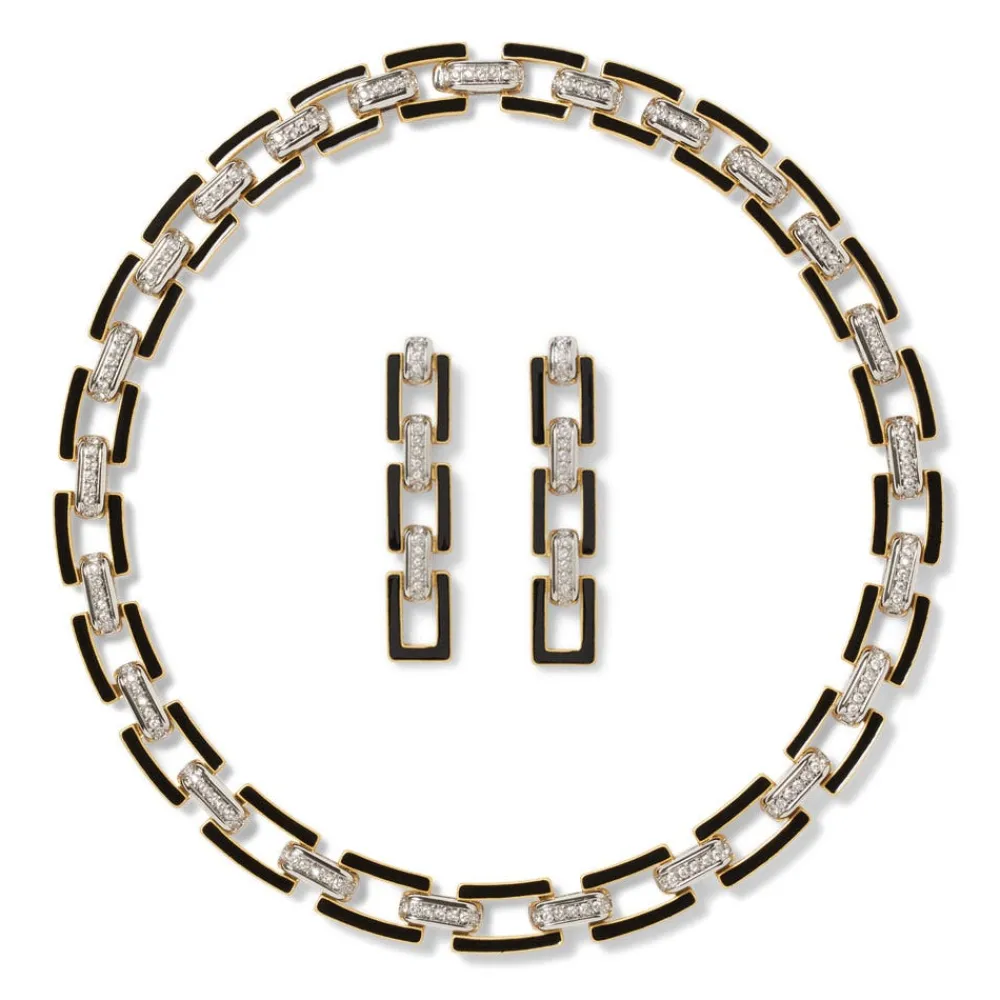 Sale The Met Store European Buckle Enamel Collar Necklace and Drop Earrings Set