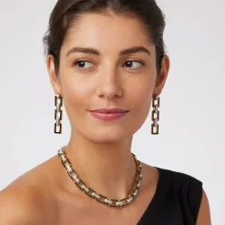 Sale The Met Store European Buckle Enamel Collar Necklace and Drop Earrings Set
