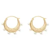 Clearance The Met Store Hammered Crescent Pearl Hoop Earrings