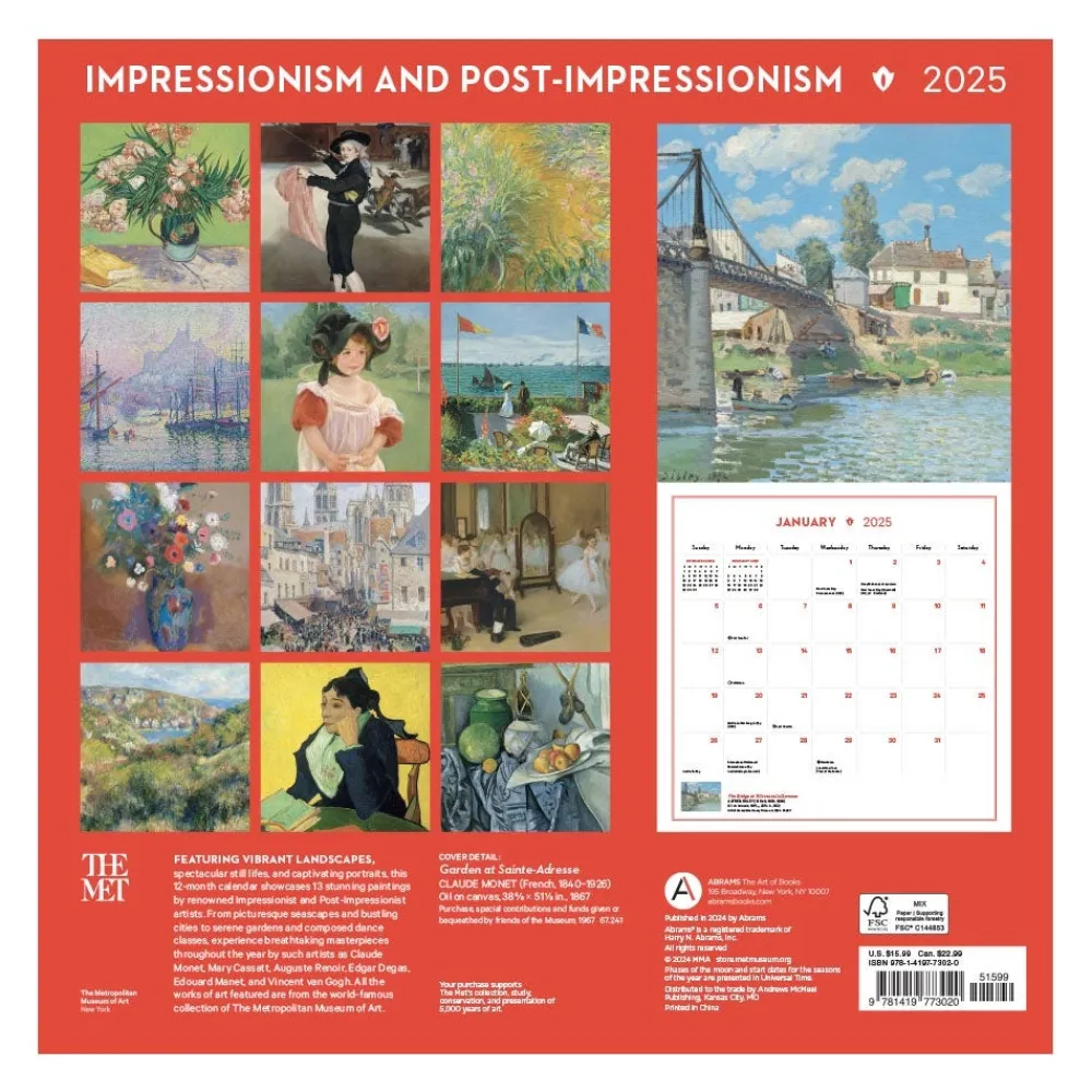 New The Met Store Impressionism and Post-Impressionism Wall Calendar 2025