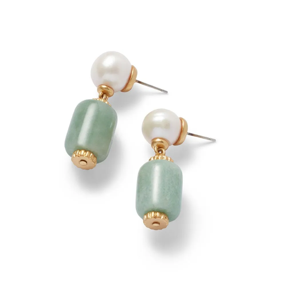 Hot The Met Store Karavas Gems Aventurine and Pearl Drop Earrings