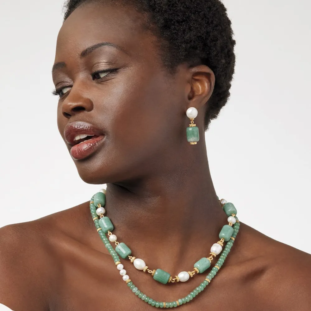 Online The Met Store Karavas Gems Large-Bead Aventurine and Pearl Necklace and Drop Earrings Set