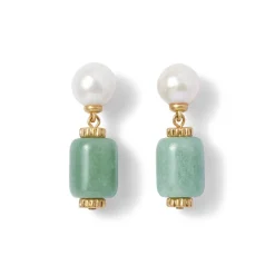 Online The Met Store Karavas Gems Large-Bead Aventurine and Pearl Necklace and Drop Earrings Set