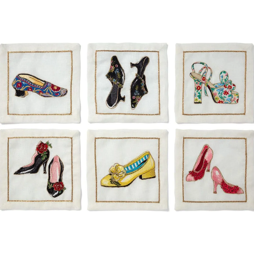 Outlet The Met Store Kim Seybert Embroidered Shoes Linen Cocktail Napkin Set