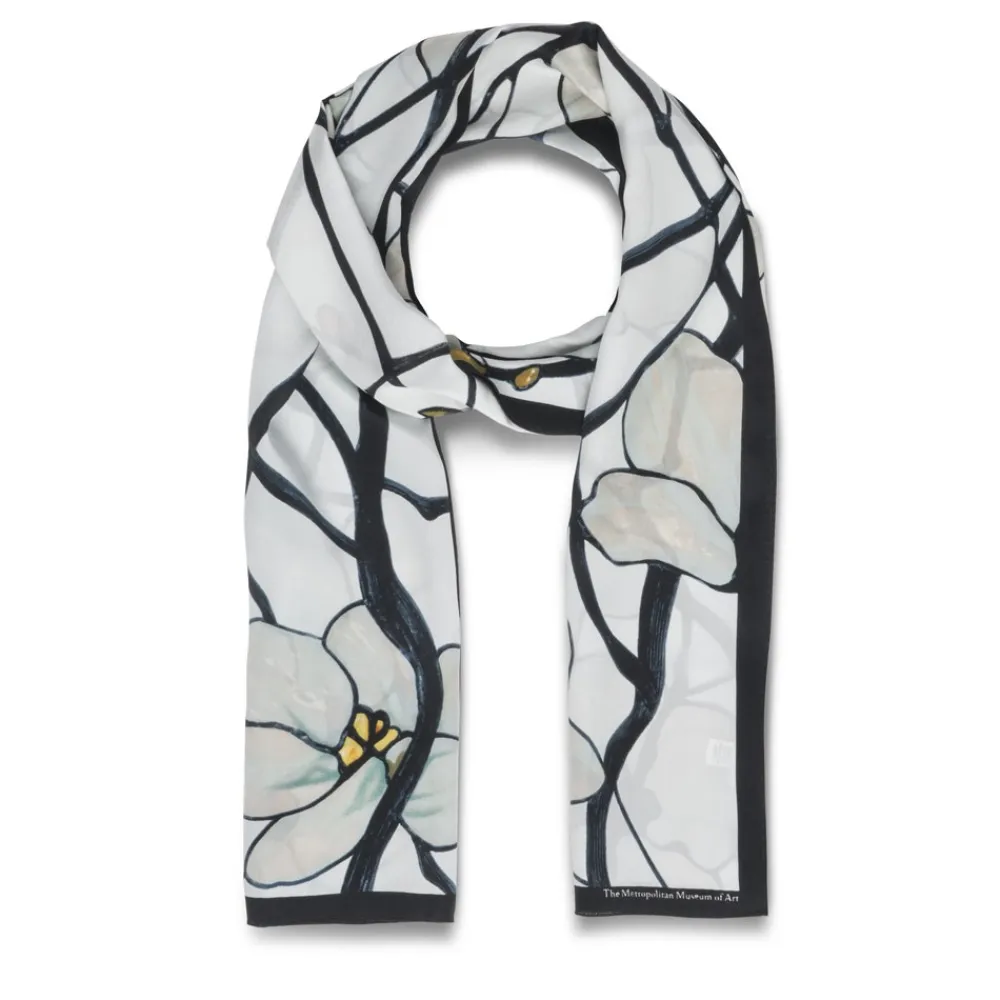 Hot The Met Store Louis C. Tiffany White Magnolia Oblong Silk Scarf