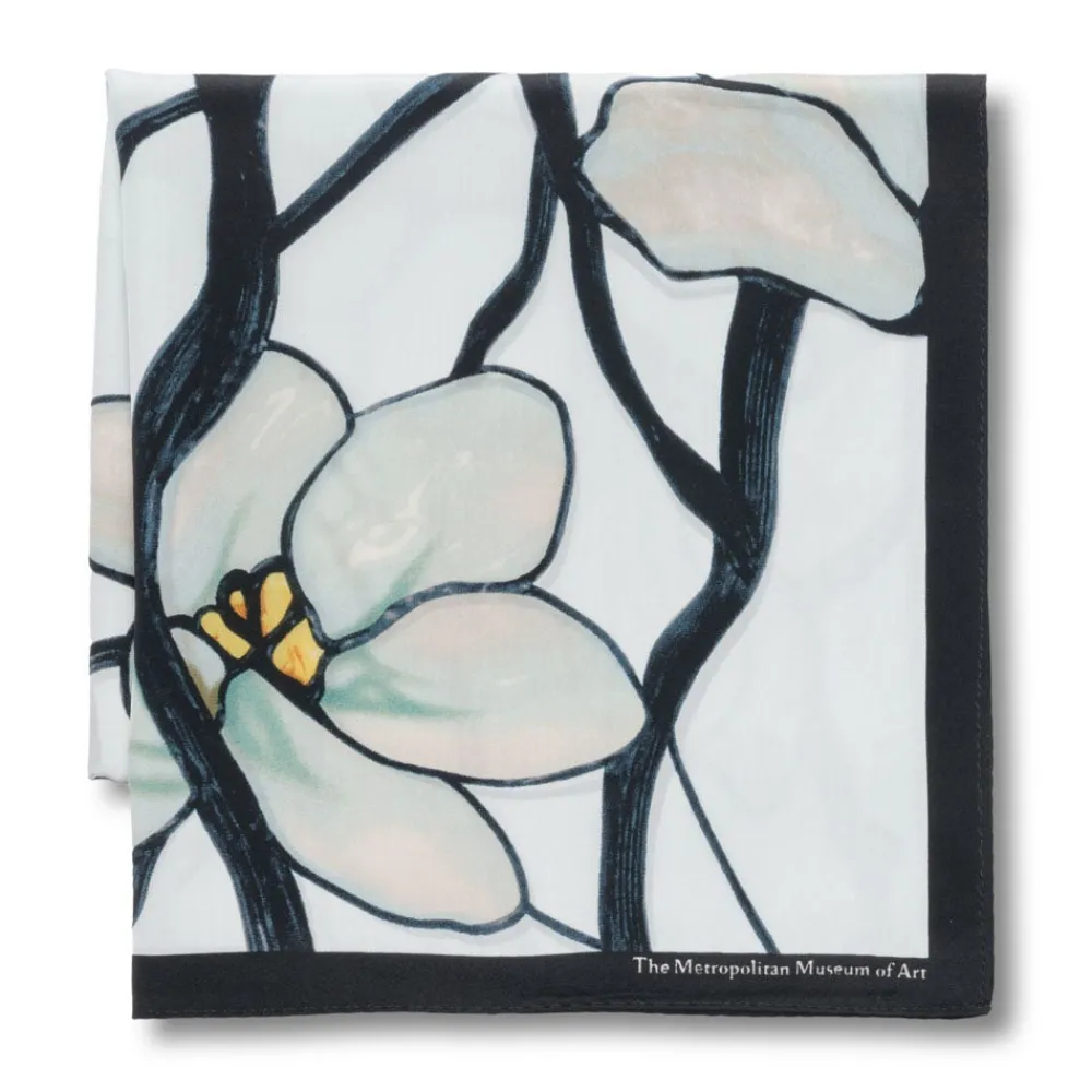 Hot The Met Store Louis C. Tiffany White Magnolia Oblong Silk Scarf