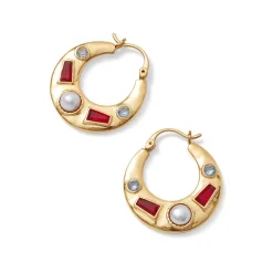 The Met Store Medieval Stone Crescent Hoop Earrings