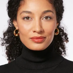 The Met Store Medieval Stone Crescent Hoop Earrings