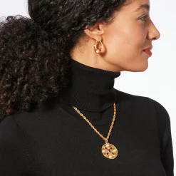 The Met Store Medieval Stone Crescent Hoop Earrings
