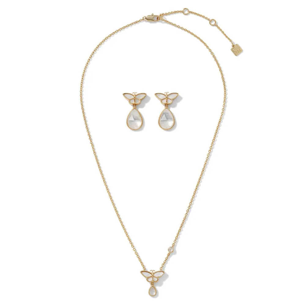 New The Met Store Meiji Butterfly Pendant Necklace and Drop Earrings Set