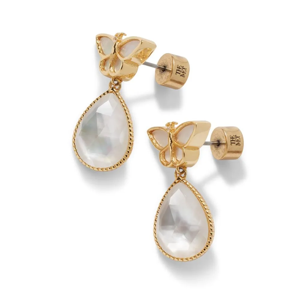 New The Met Store Meiji Butterfly Pendant Necklace and Drop Earrings Set