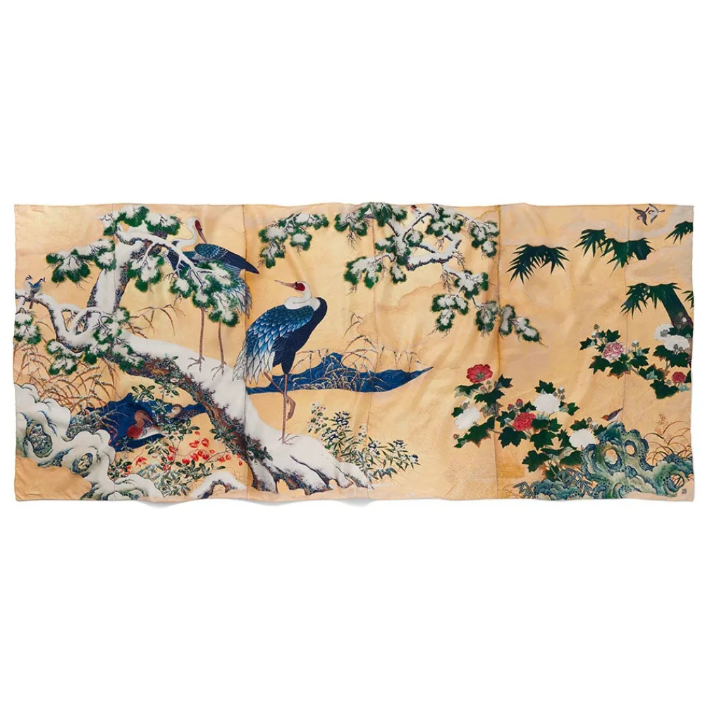 Clearance The Met Store Momoyama Cranes and Flowers Oversize Silk Shawl