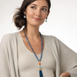 Discount The Met Store Qing Bottle Lariat Necklace and Floral Drop Earrings Set