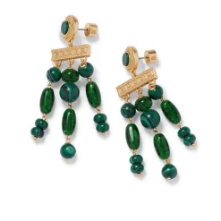 New The Met Store Roman Malachite Statement Necklace and Chandelier Earrings Set