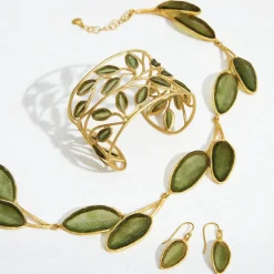 The Met Store Sage Leaf Drop Earrings