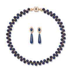 Online The Met Store Spanish Baldric Lapis Braided Necklace and Elongated Drop Earrings Set