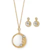 Clearance The Met Store Spanish Day and Night Magnifier Pendant Necklace and Moon Drop Earrings Set