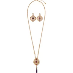 Online The Met Store Turkish Amethyst Long Pendant Necklace and Statement Earrings Set