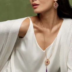Online The Met Store Turkish Amethyst Long Pendant Necklace and Statement Earrings Set