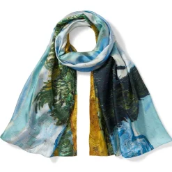 Best The Met Store Van Gogh Wheat Field with Cypresses Oversize Oblong Silk Scarf