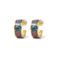 New The Met Store William Morris Blackthorn Enamel Hoop Earrings