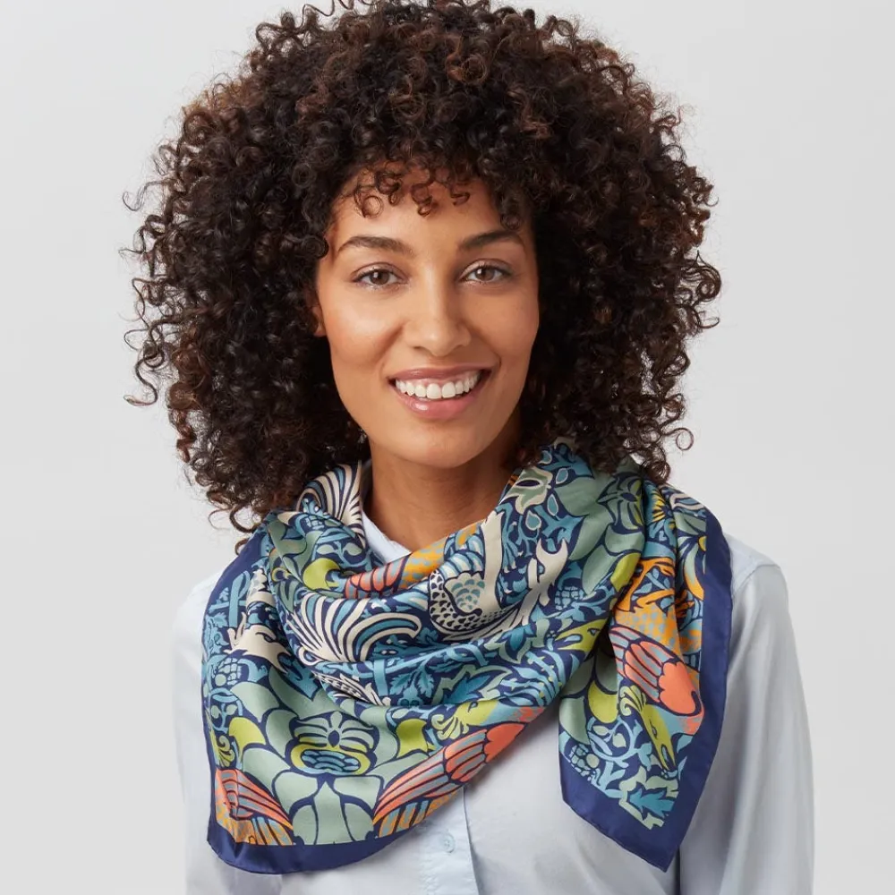 New The Met Store William Morris Peacock and Dragon Square Silk Scarf